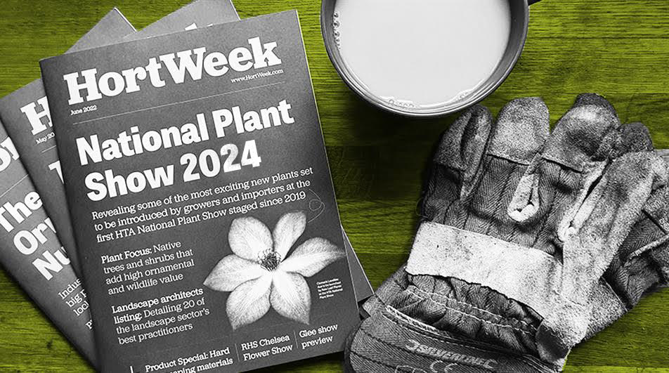 HortWeek magazines, cup of tea , gardening gloves